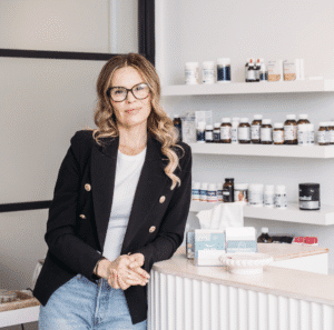 Catherine Brown at Mornington Clinic behind the herbal medicines and suppplements Catherine Brown at Mornington Clinic behind the herbal medicines and suppplements