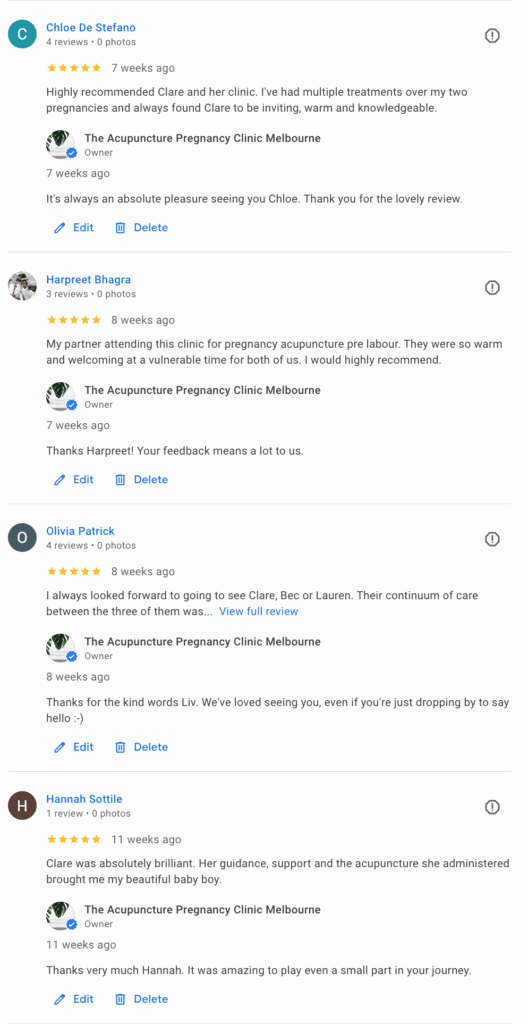 Melbourne Clinic Google Reviews 2 - Acupuncture Pregnancy Clinic Melbourne Clinic Google Reviews 2