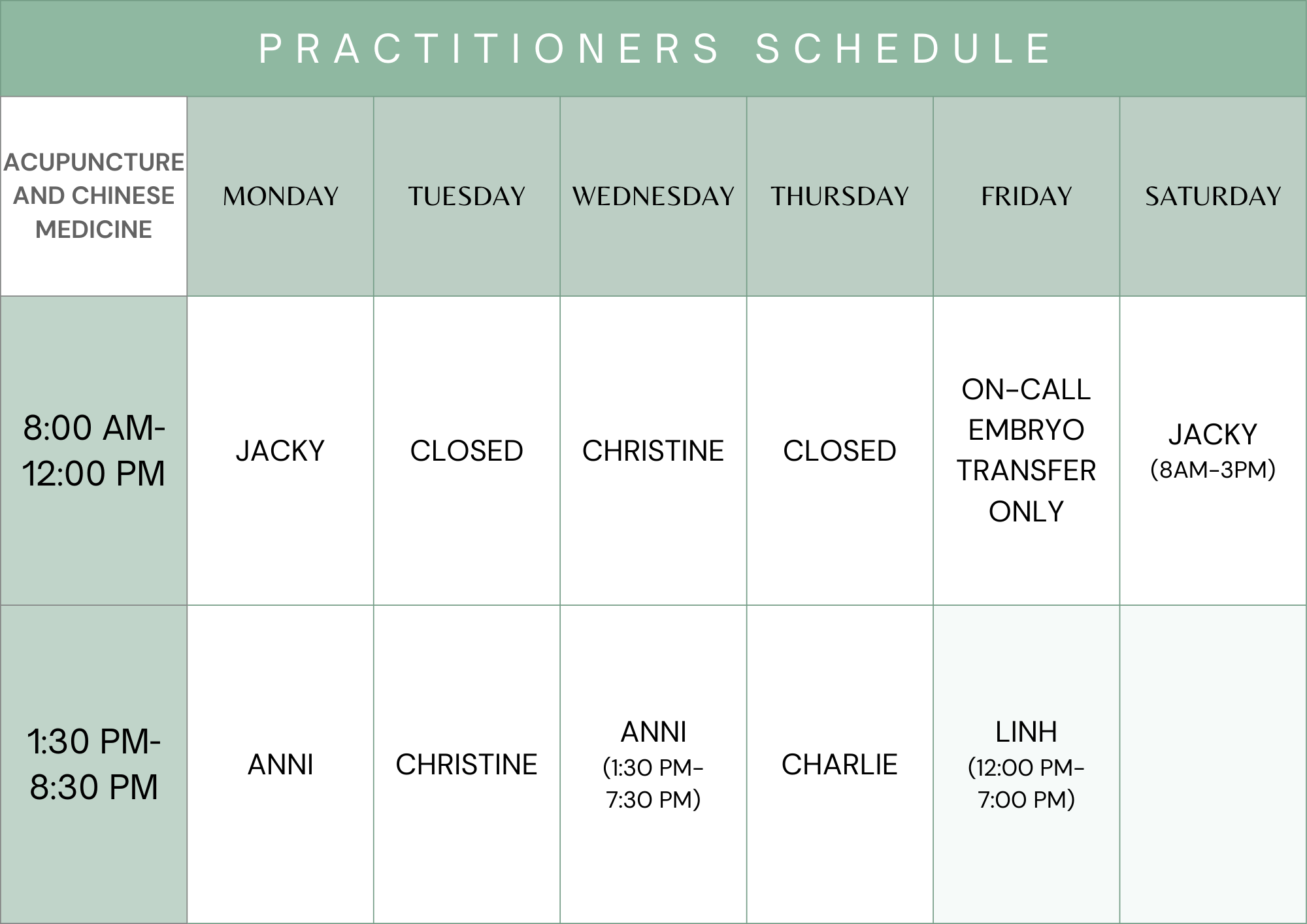 ALEXANDRIA CLINIC SCHEDULE